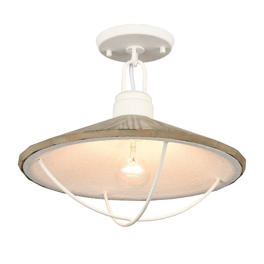 Atlas Cape May Coastal 1-Light Semi Flush Mount Fixture - White Coral & Driftwood for Nautical Charm CL11869-WH