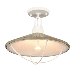Atlas Cape May Coastal 1-Light Semi Flush Mount Fixture - White Coral & Driftwood for Nautical Charm CL11869-WH