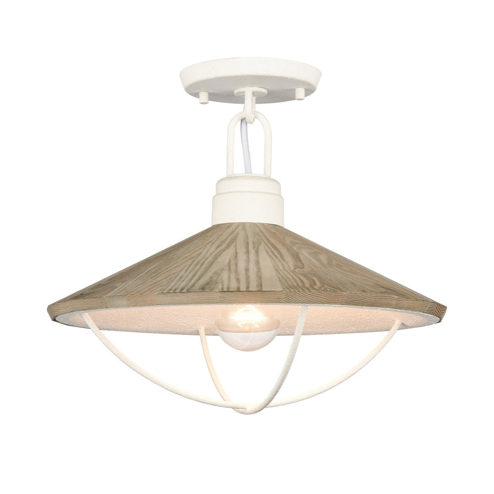 Atlas Cape May Coastal 1-Light Semi Flush Mount Fixture - White Coral & Driftwood for Nautical Charm CL11869-WH