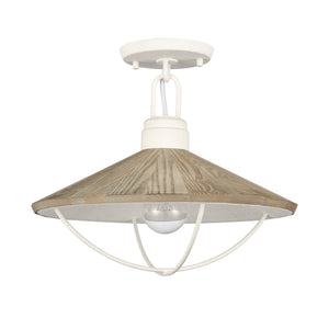 Atlas Cape May Coastal 1-Light Semi Flush Mount Fixture - White Coral & Driftwood for Nautical Charm CL11869-WH