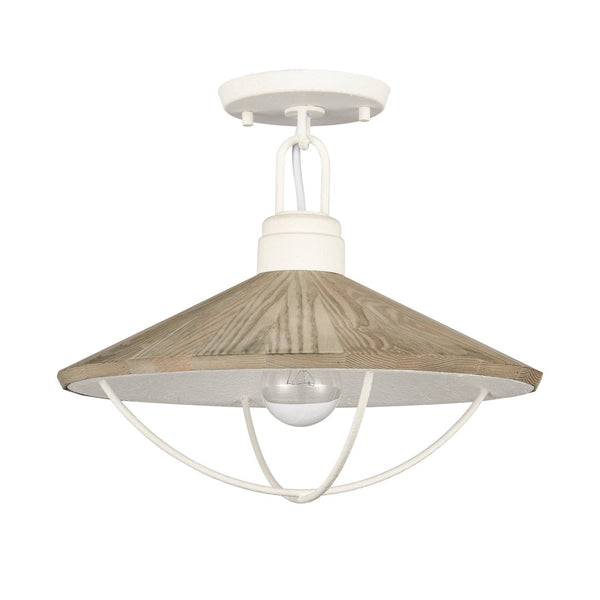 Atlas Cape May Coastal 1-Light Semi Flush Mount Fixture - White Coral & Driftwood for Nautical Charm CL11869-WH
