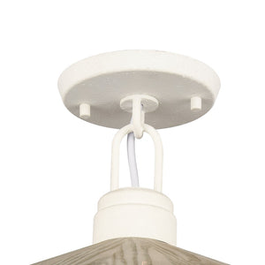 Atlas Cape May Coastal 1-Light Semi Flush Mount Fixture - White Coral & Driftwood for Nautical Charm CL11869-WH