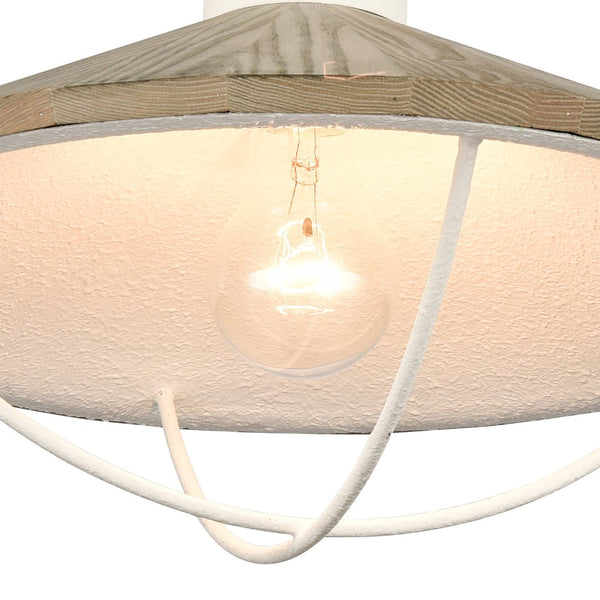 Atlas Cape May Coastal 1-Light Semi Flush Mount Fixture - White Coral & Driftwood for Nautical Charm CL11869-WH