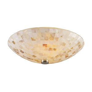 Atlas Capri 2-Light Semi Flush Mount Light Fixture - Elegant Capiz Shells for Coastal Modern Spaces Satin Nickel 12'' CL11870-NA