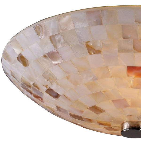 Atlas Capri 2-Light Semi Flush Mount Light Fixture - Elegant Capiz Shells for Coastal Modern Spaces Satin Nickel 12'' CL11870-NA