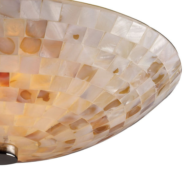 Atlas Capri 2-Light Semi Flush Mount Light Fixture - Elegant Capiz Shells for Coastal Modern Spaces Satin Nickel 12'' CL11870-NA