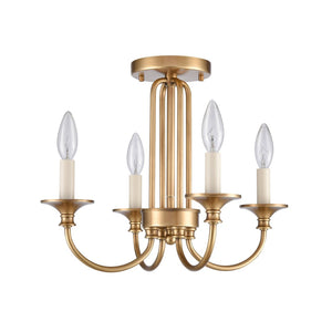 Atlas Cecil 16" 4-Light Semi Flush Mount - Elegant Natural Brass Fixture for Living Spaces & Bedrooms CL11873-BS