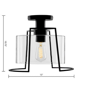 Atlas Cere 1-Light Semi Flush Mount Light - Modern Matte Black Fixture for Stylish Indoor & Outdoor Spaces CL11875-BK