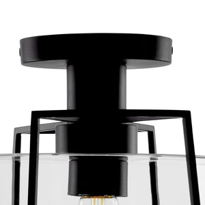 Atlas Cere 1-Light Semi Flush Mount Light - Modern Matte Black Fixture for Stylish Indoor & Outdoor Spaces CL11875-BK