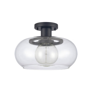 Atlas Clement 13'' Wide Semi Flush Mount Light Fixture - Modern Clear Glass Shade for Stylish Spaces Matte Black CL11876-BK