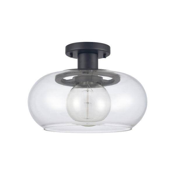 Atlas Clement 13'' Wide Semi Flush Mount Light Fixture - Modern Clear Glass Shade for Stylish Spaces Matte Black CL11876-BK