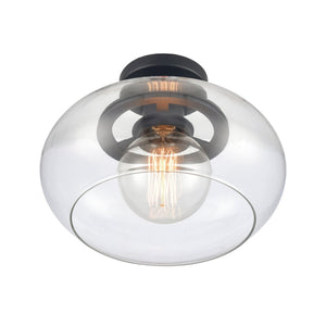 Atlas Clement 13'' Wide Semi Flush Mount Light Fixture - Modern Clear Glass Shade for Stylish Spaces Matte Black CL11876-BK