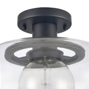 Atlas Clement 13'' Wide Semi Flush Mount Light Fixture - Modern Clear Glass Shade for Stylish Spaces Matte Black CL11876-BK