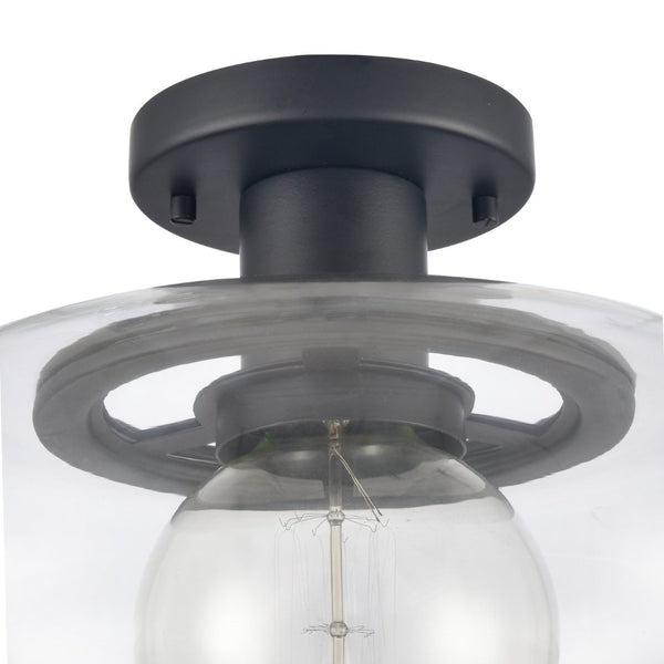 Atlas Clement 13'' Wide Semi Flush Mount Light Fixture - Modern Clear Glass Shade for Stylish Spaces Matte Black CL11876-BK