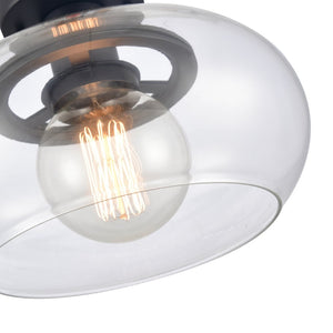 Atlas Clement 13'' Wide Semi Flush Mount Light Fixture - Modern Clear Glass Shade for Stylish Spaces Matte Black CL11876-BK