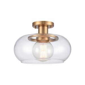 Atlas Clement 13'' Wide Semi Flush Mount Light Fixture - Modern Clear Glass Shade for Stylish Spaces Brushed Gold CL11876-GD