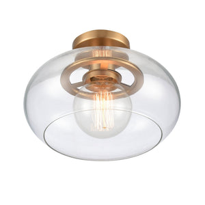 Atlas Clement 13'' Wide Semi Flush Mount Light Fixture - Modern Clear Glass Shade for Stylish Spaces Brushed Gold CL11876-GD