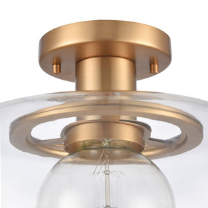 Atlas Clement 13'' Wide Semi Flush Mount Light Fixture - Modern Clear Glass Shade for Stylish Spaces Brushed Gold CL11876-GD