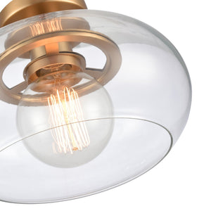 Atlas Clement 13'' Wide Semi Flush Mount Light Fixture - Modern Clear Glass Shade for Stylish Spaces Brushed Gold CL11876-GD