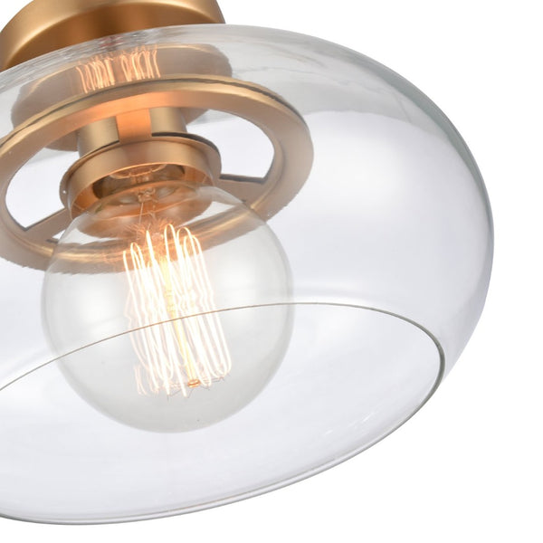 Atlas Clement 13'' Wide Semi Flush Mount Light Fixture - Modern Clear Glass Shade for Stylish Spaces Brushed Gold CL11876-GD
