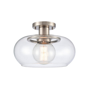 Atlas Clement 13'' Wide Semi Flush Mount Light Fixture - Modern Clear Glass Shade for Stylish Spaces Antique Nickel CL11876-NK