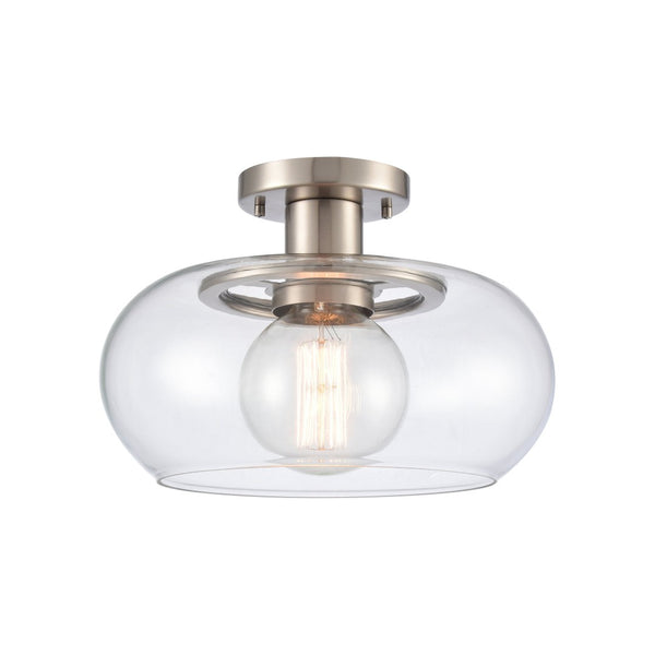 Atlas Clement 13'' Wide Semi Flush Mount Light Fixture - Modern Clear Glass Shade for Stylish Spaces Antique Nickel CL11876-NK