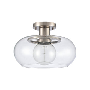 Atlas Clement 13'' Wide Semi Flush Mount Light Fixture - Modern Clear Glass Shade for Stylish Spaces Antique Nickel CL11876-NK