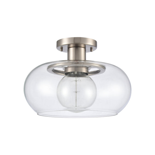 Atlas Clement 13'' Wide Semi Flush Mount Light Fixture - Modern Clear Glass Shade for Stylish Spaces Antique Nickel CL11876-NK