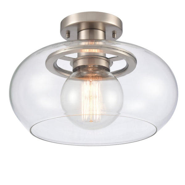 Atlas Clement 13'' Wide Semi Flush Mount Light Fixture - Modern Clear Glass Shade for Stylish Spaces Antique Nickel CL11876-NK