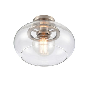 Atlas Clement 13'' Wide Semi Flush Mount Light Fixture - Modern Clear Glass Shade for Stylish Spaces Antique Nickel CL11876-NK