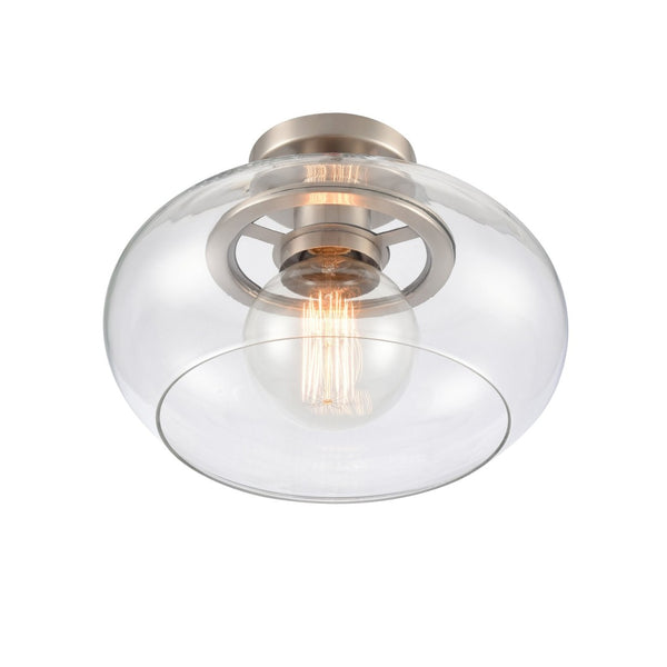 Atlas Clement 13'' Wide Semi Flush Mount Light Fixture - Modern Clear Glass Shade for Stylish Spaces Antique Nickel CL11876-NK