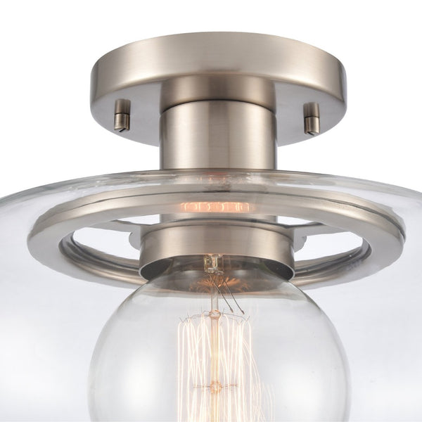 Atlas Clement 13'' Wide Semi Flush Mount Light Fixture - Modern Clear Glass Shade for Stylish Spaces Antique Nickel CL11876-NK