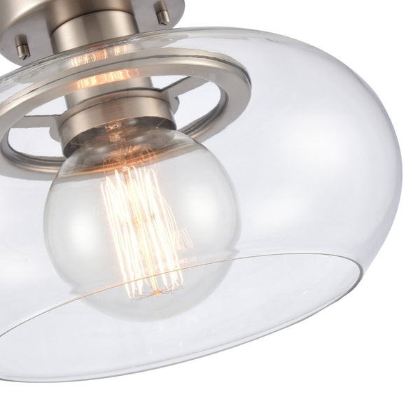 Atlas Clement 13'' Wide Semi Flush Mount Light Fixture - Modern Clear Glass Shade for Stylish Spaces Antique Nickel CL11876-NK