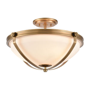Atlas Connelly 19'' Wide 3-Light Semi Flush Mount - Elegant Frosted Glass Shades for Soft Ambient Lighting Brass CL11878-BS