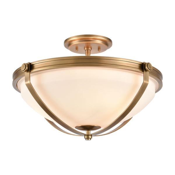 Atlas Connelly 19'' Wide 3-Light Semi Flush Mount - Elegant Frosted Glass Shades for Soft Ambient Lighting Brass CL11878-BS