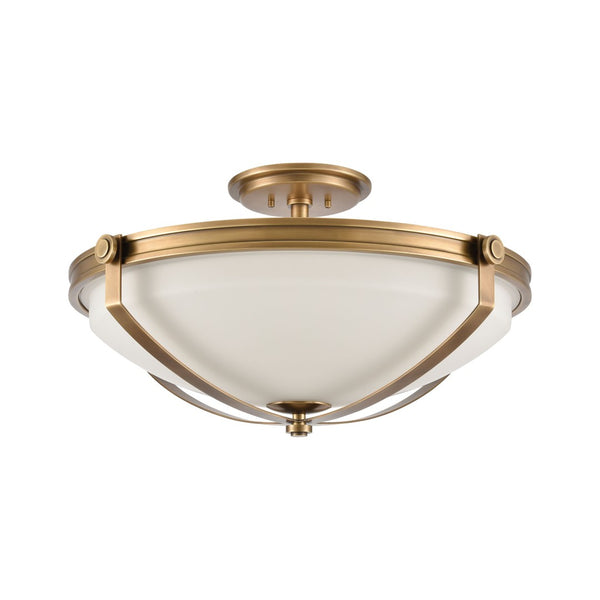 Atlas Connelly 19'' Wide 3-Light Semi Flush Mount - Elegant Frosted Glass Shades for Soft Ambient Lighting Natural CL11879-BS
