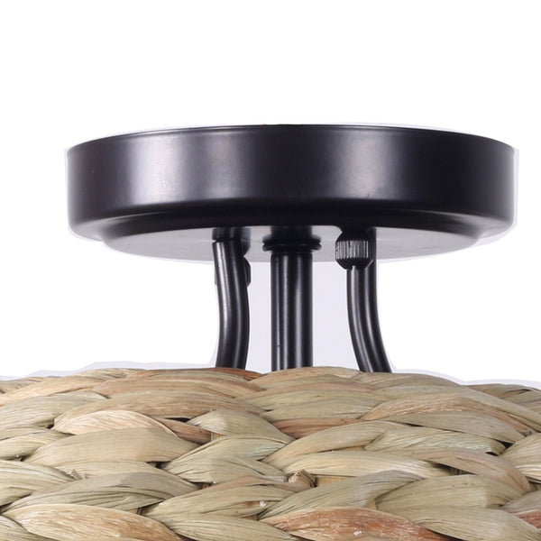 Atlas Cove 13.75'' Wide 1-Light Semi Flush Mount - Hand-Plaited Seagrass & Dark Bronze for Coastal Charm CL11881-NA