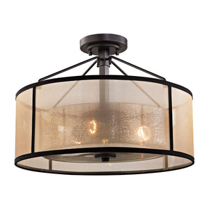 Atlas Diffusion 18'' Wide 3-Light Semi Flush Mount - Elegant Oil Rubbed Bronze with Soft Organza Shade CL11882-BZ