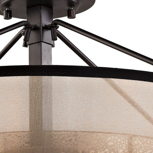 Atlas Diffusion 18'' Wide 3-Light Semi Flush Mount - Elegant Oil Rubbed Bronze with Soft Organza Shade CL11882-BZ