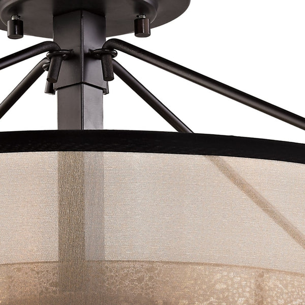 Atlas Diffusion 18'' Wide 3-Light Semi Flush Mount - Elegant Oil Rubbed Bronze with Soft Organza Shade CL11882-BZ
