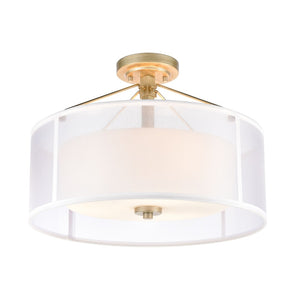 Atlas Diffusion 18'' Wide 3-Light Semi Flush Mount - Contemporary Aged Silver Fixture for Ambient Elegance CL11882-GD