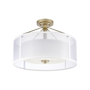Atlas Diffusion 18'' Wide 3-Light Semi Flush Mount - Contemporary Aged Silver Fixture for Ambient Elegance CL11882-GD