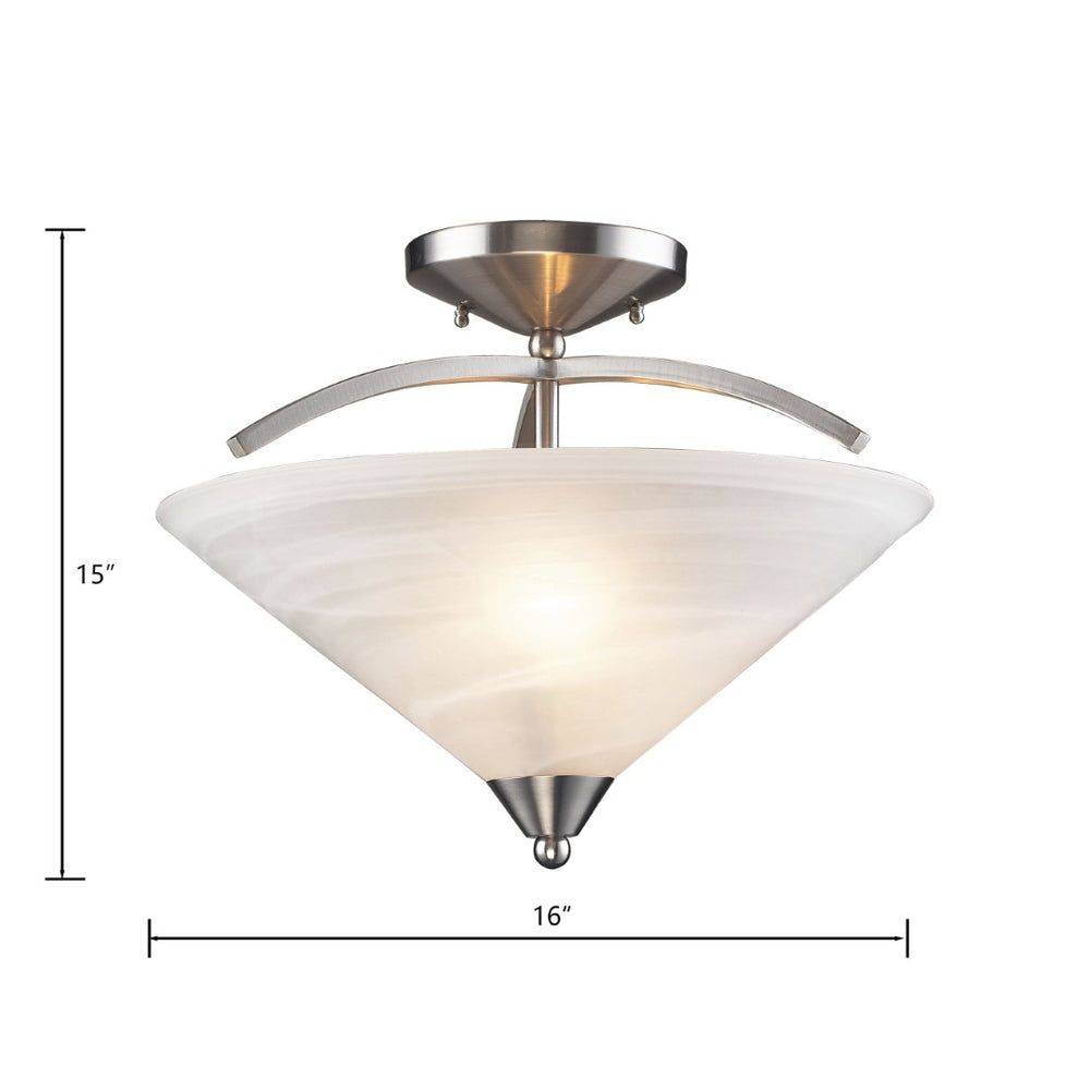 Atlas Elysburg 16" Wide 2-Light Semi Flush Mount - Modern Satin Nickel Fixture for Stylish Illumination CL11883-NK