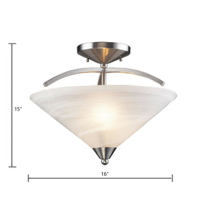 Atlas Elysburg 16" Wide 2-Light Semi Flush Mount - Modern Satin Nickel Fixture for Stylish Illumination CL11883-NK