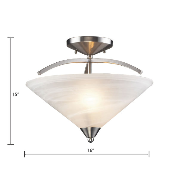 Atlas Elysburg 16" Wide 2-Light Semi Flush Mount - Modern Satin Nickel Fixture for Stylish Illumination CL11883-NK