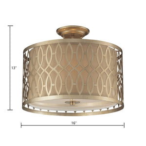 Atlas Estonia 16'' Wide 3-Light Semi Flush Mount - Elegant Aged Silver Fixture for Classic Spaces CL11884-GD