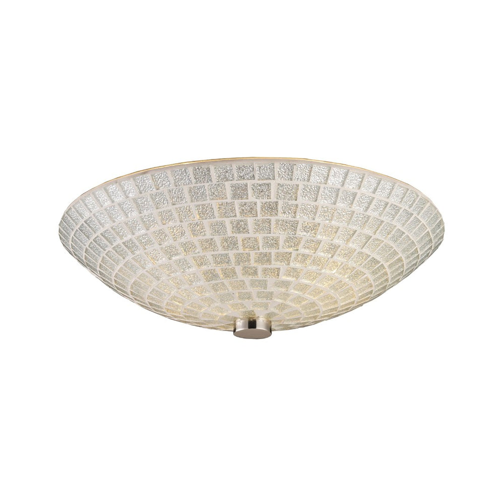 Atlas Fusion 12'' Wide 2-Light Semi Flush Mount - Elegant Satin Nickel with Handcrafted Glass Mosaic Design CL11888-SV