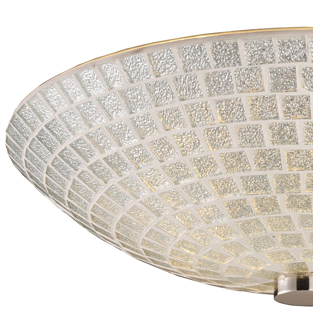 Atlas Fusion 12'' Wide 2-Light Semi Flush Mount - Elegant Satin Nickel with Handcrafted Glass Mosaic Design CL11888-SV