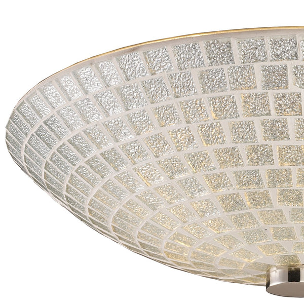 Atlas Fusion 12'' Wide 2-Light Semi Flush Mount - Elegant Satin Nickel with Handcrafted Glass Mosaic Design CL11888-SV