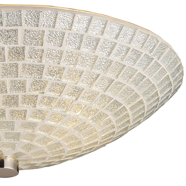 Atlas Fusion 12'' Wide 2-Light Semi Flush Mount - Elegant Satin Nickel with Handcrafted Glass Mosaic Design CL11888-SV